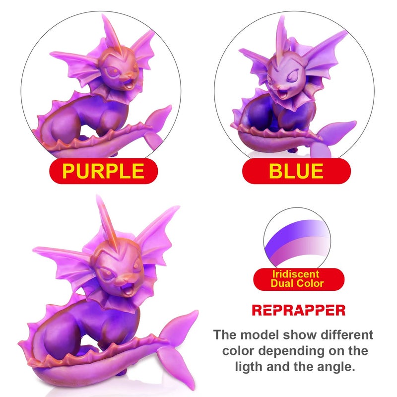 RepRapper Dual Color Water Washable 3D Printer Resin, 405nm Fast UV-Curing Color Change 1kg 3D Printing Resin Photopolymer Sensitive Resin for LCD Printer, Blueish Purple, 1000g - Image 2